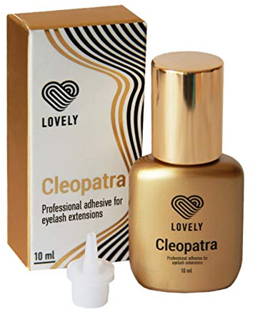 LOVELY colle pour cils CLEOPATRA 10ml, couleur : NOIR colle très rapide, temps de séchage : IMMÉDIAT 8 semaines d'adhérence, pour les personnes allergiques, pour l'extension professionnelle des cils