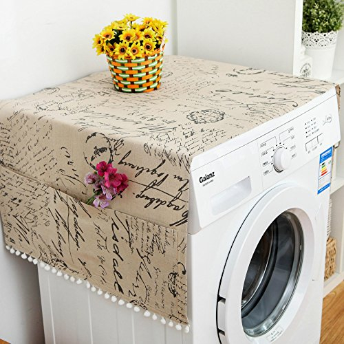 Coperchio Antipolvere per Frigorifero, Chickw11 Multiuso Copertura Lavatrice con Tasche portaoggetti, Copertura di Protezione per Copriforno Rullo Lavatrice Asciugatrice (Lettera,90x30cm)