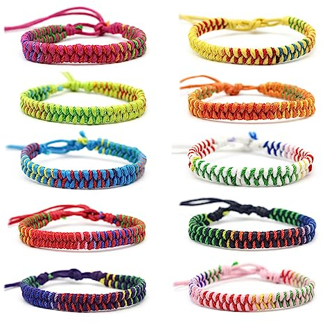 TONAUP Böhmische Gewebte Armbänder, Handgefertigt Verstellbar Freundschaftsarmbänder, Geflochtenes Wickelarmband Armband für Damen Herren Handgelenk Fußkettchen (Bunte 10-Farben)