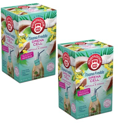 Pompadour 1913 | Tisana Fredda Drena Cell Betulla & Cocco - 2 x 18 Bustine (90 Gr) | Tisana Drenante Acqua Fredda