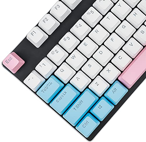 YMDK Double Shot 108 Dyed PBT Shine Through OEM Profile Milk Cover Cute Keycaps for MX Switches Mechanical Keyboard(Only Keycap) (Milk Cover)