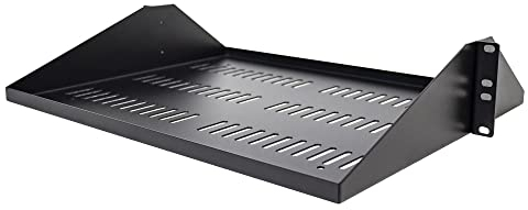 StarTech.com Estante Ventilado 2U para Rack de Servidores, Bandeja Universal Voladiza para Montaje en Rack de 19, Capacidad de 91 kg, de 14, 35.6cm de Profundidad, SHELF-2U-14-CENTER-V