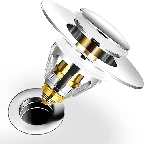 Abflussstopfen,Stopfen Waschbecken & Badewanne Pop Up Stöpsel Waschbecken,Universal Abflussstöpsel Rostfreier Stahl et Cuivre, Waschbeckenstöpsel Ablaufventil Mit Doppeldichtung (28-33mm)