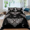 Jungen Boho Motte Bettbezug Herren Gothic Totenkopf Bettwäsche Set für Mädchen Frauen Schlafzimmer Dekor Böhmischer Mond Stern Bettwäsche 155x220cm Personalisierter Mottenschädel Skelett Knochen