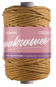 myboshi Makramee-Garn, gezwirnt, 4mm, Made in Germany, Naturgarn, Knüpf-Garn, das Kreativgarn für orientalische -Makramee-Arbeiten Gelb, 1 Kordel a 50m