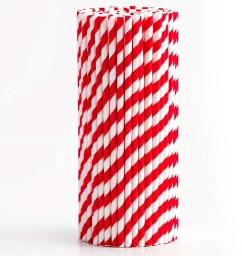 WedDecor Pack of 500 Biodegradable Paper Party Straws, Great for Drinking Cocktails, Cold Drinks & Alcohol Suitable to All Occasions & Weddings, Christmas, Parties, Red & White