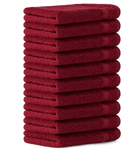 Luckytowel 10er Set Seiftücher 30x30 cm 100% Baumwolle, 600g/m² Oeko-Tex Waschlappen Set 10er Pack Rot