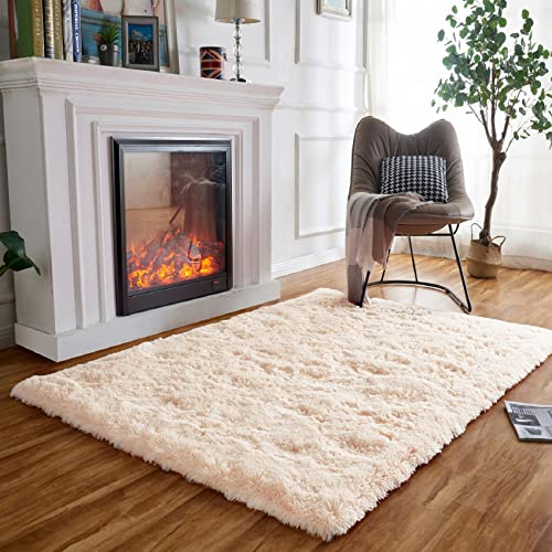 Obundi Beige Hochflor Teppich,Wohnzimmerteppich,Langflor Teppiche für Schlafzimmer Flauschig Teppich Waschbare (Beige,160×230 cm)