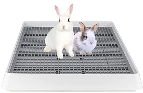 HYLYUN Extra Große Kaninchen Toilettemit Gitterrost- Hasentoilette kaninchenklo Ecktoilette für Ausgewachsene Meerschweinchen Kaninchen Käfigtoilette