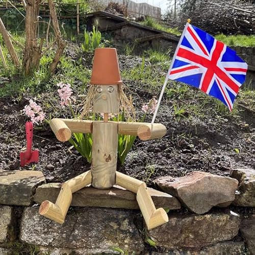 British Wooden Flower Pot Man, Garden Figure Ornament, Statue, Decoration, Gnome, Outdoors Lawn Gift, Home, Made in Britain