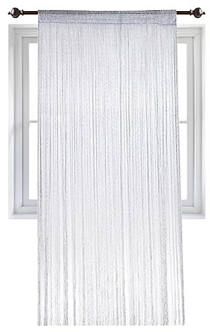 Beaded Door Curtain Beaded Curtains For Doorways Door Beads To Stop Flies 79x39 Inch Grey Door Curtain Fly Screen Lightweight String Curtains For Doorways, Room Dividers, Window Decor