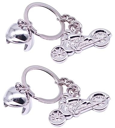 BSITSSS 2 Pièces Porte Clé Moto Personnalisé, Porte-Clés Créativité, Anneau Porte Clé en Alliage de Zinc, Anti-rouille, Idée Cadeau pour Amateurs de Moto, Argenté