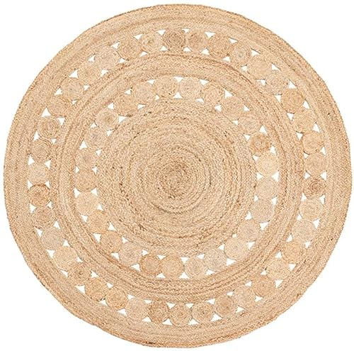 Gifiie Jute Teppich, handgewebt aus 100% Jute – ideal für Wohnzimmer, Schlafzimmer und Flur, perfekt als dekoratives. (Natur-2, 180CM)