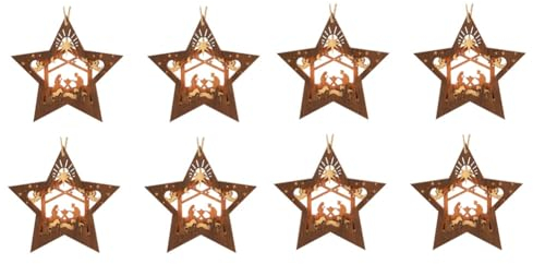 Bdfhjln Ornamente für die Krippe, zum Aufhängen, aus Holz, Weihnachtsschmuck, Weihnachtsschmuck, Krippe, mehrlagig, Souvenir, 8 Stück, einfach zu verwenden