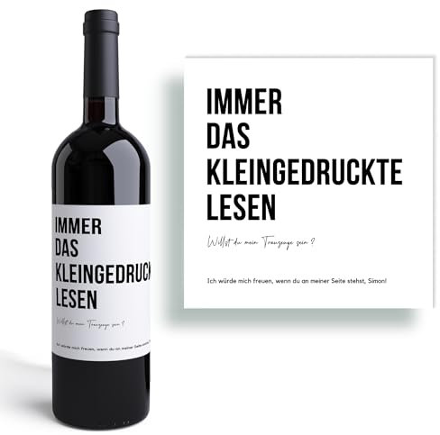 Trauzeuge I Personalisiertes Weinetikett I Hochzeit I Geschenk I Weinlabel I Bräutigam I Hochzeitsplanung I Junggesellenabschied