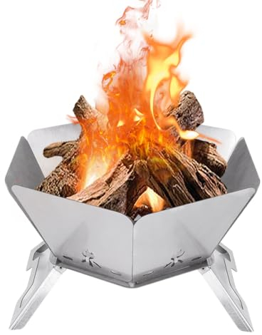 Camping Feuerstelle,Outdoor Holz brennt BBQ Grill Feuerstelle Schale mit Tragetasche,430 Edelstahl Portable Lagerfeuer Grube für Hinterhof Lagerfeuer Terrasse Picknick