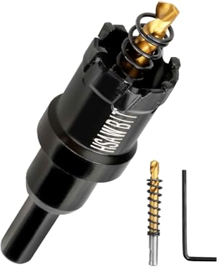 HSAWBIT 20mm Bohrer metall,TCT Hartmetall-Bohrer Schwarz für Löchern in Edelstahl,Eisen,Holz,Kunststoff