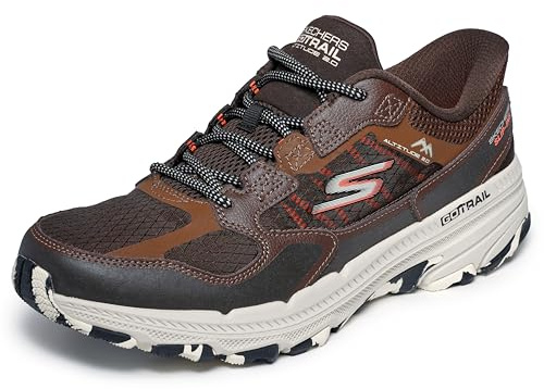 Skechers Men's Go Run Trail Altitude 2.0 Rocky Hill Slip-On Sneakers, Brown and Orange Leather/Textile, 13 UK