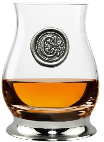 English Pewter Company Glencairn Personalised Whisky Mixer Glass with Monogram Initial - Unique Gifts for Men - with Your Choice of Initial 350ml [WGP103] (C)