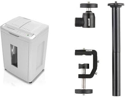 Shredcat 8285 Auto-Feed Aktenvernichter, 4 x 10 mm Partikelschnitt & Cullmann Flexx Tabletop Zubehör Set 3-teilig (Kugelkopf, Multiklemme, Verbindungssäule) für Makrofotographie
