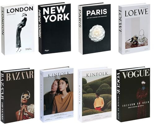 JUXINE 8 Stück Dekorative Bücher für Heimdekor Gefälschte Bücher Kartonschachtel nur Gefälschte Bücher Display Bücher Dekobücher für Büro Couchtisch Regale