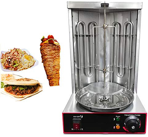 2 Brenner Dönergrill 3000W Gas-Vertikal Drehspieß Grill Hähnchengrill Tischgrill 50-300℃ Elektro Dönergrill Dönermachine 29.5x26.5 x48.5 cm für Zuhause, Restaurant