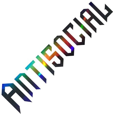 ANTISOCIAL Autoaufkleber, Tuningsticker, Aufkleber für Heckscheibe, Frontscheibe, Seitenaufkleber, Kfz, Bus, Auto, Wohnmobil, Motorsport (Hologramm Oilslick Schwarz, 55cm x 13,7cm)