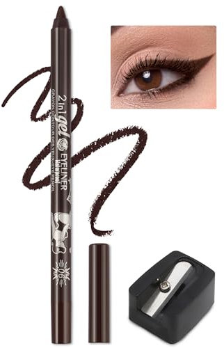 Jutqut Matte Gel Eyeliner, Brauner Wasserfest Eye Pencil, Waterproof Long Lasting Liner Stick, Eyeliner Stift Wischfest Tattoo, Crème Glatt Metallisch Lidschattenstift, Wasserfester Eyeliner For Women