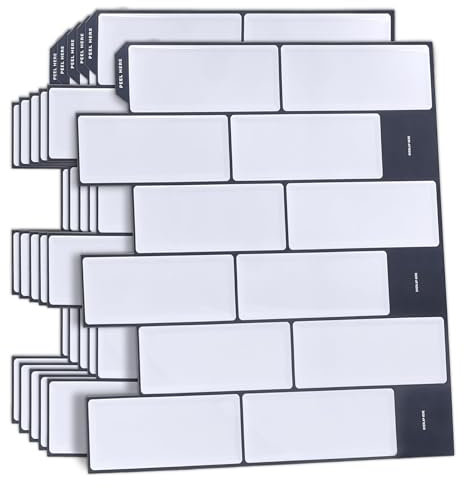 WALPLUS 3D Tile Stickers - Peel and Stick Self Adhesive Wall & Floor Subway Tiles Stick on Tiles for Kitchen Bathroom Shower Splashbacks Cladding Bath Panels - Metro White, 12 Sheets 30.5x30.5cm