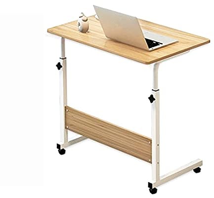 CEIEVER Höhenverstellbar Laptoptisch, Beistelltisch C Form 65-85CM Mobiler Beistelltisch Betttisch mit Rollen Klein Couchtisch Holz Sofatisch für Wohnzimmer Und Schlafzimmer (Walnussfarbe)