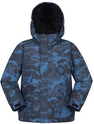 Mountain Warehouse Berg Gemusterte Kinderschneejacke – Wasserdichter Wattierter Mantel, Abnehmbare Kapuze Jungen/Mädchen – Skifahren, Wintersport, Wandern