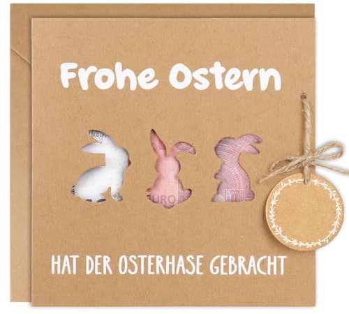 BETESSIN Geldgeschenk Ostern - Osterkarten mit Umschlag - Kreative Verpackung für Geldgeschenke im Osterhasen Stil - Originelle Ostern Geschenke für Kinder & Erwachsene