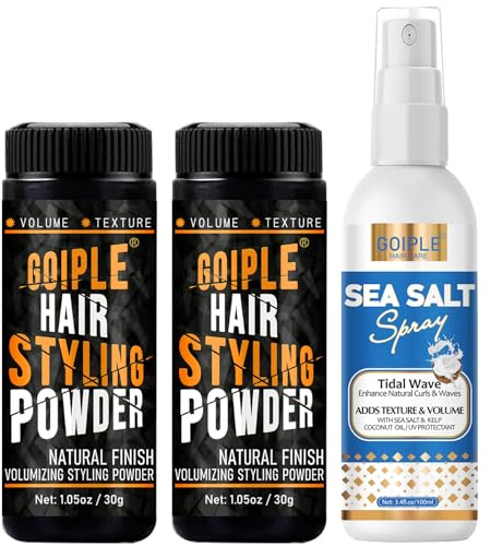 Hårstyling puder naturligt utseende stylingpuder för herr pulver volym och textur flexibel klädsel lätt att applicera puder textur hår herr havssalt spray för herr stylingspray för herr 3 st