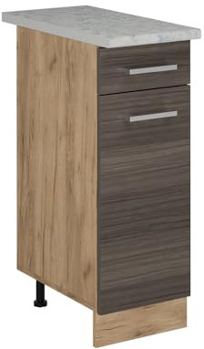 Vicco Küchenunterschrank R-Line, Schubladenschrank für die Küche, Edelgrau, 30 cm AP Marmor