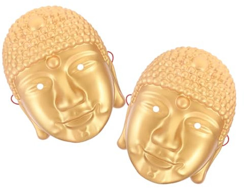 VALICLUD 2stücke Buddha-kostüm Maske Goldene Buddha-kopfmaske Für Halloween Karneval Und Cosplay Lifelike Design Für Buddhistische Kultur-enthusiasten Und Partys