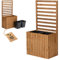Pflanzkübel mit Rankgitter Spalier mit Pflanzkasten Blumenkasten aus Holz für Garten Balkon Terrasse Hochbeet mit 18L Kunststoff-Pflanzeneinsatz (vertikal-braun, 67x36x55 H130)