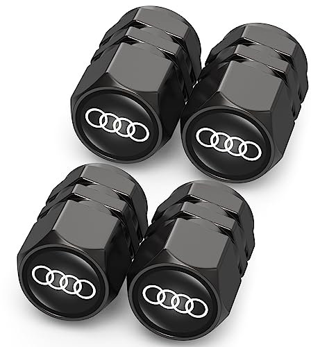 4PCS Tyre Valve Caps, Car Tyre Caps Compatible with Audi A1 A3 RS3 A4 A5 A6 A7 RS7 A8 Q3 Q5 Q7 R8, Leak-Proof Dust Caps for Car Tyres