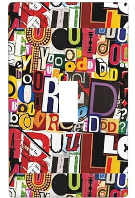 Decorative Unique Single Toggle Wall Plate 1 Gang Light Switch Cover Switch Plate Letter and number Print