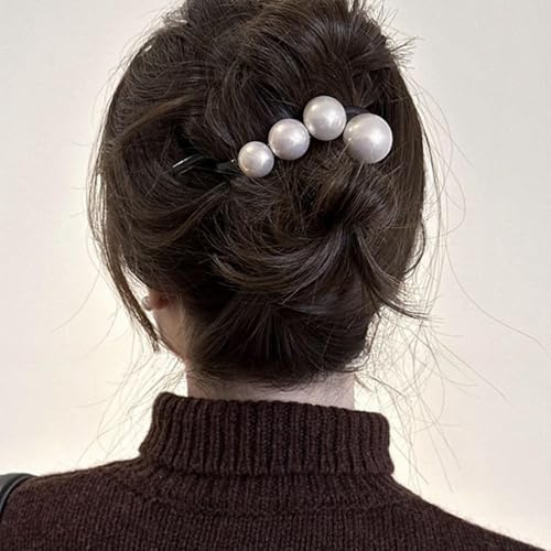 Yheakne Vintage Perlen Haarspange Barrette Perlen Twist Haarspange Banane Haarspange Haarnadel Kralle Clip Pferdeschwanz Halter Kopfschmuck Dekorative Accessoires Für Frauen
