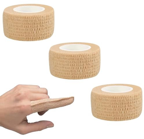 3 Rotoli Benda Elastica Coesiva,Garza Autoadesiva Bende,Pet Vet Wrap Benda Elastica Autoadesiva per Animali Domestici, Nastro Bendaggio Sportivo Non Tessuto (2.5 cm x 4 m)