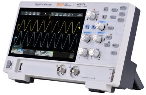 Walmeck Digital Oscilloscope 200MHz, 12-Bit High Resolution, 1.25GSa/s Real-Time Sampling, 6-Digit Frequency Counter, 7in Touchscreen (UK Plug (AC))