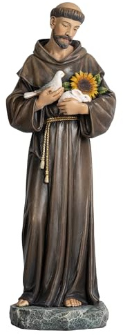 Grace4Joy Statue des Heiligen Franziskus von Assisi, katholische Heimdekoration, handbemalte San Francisco de Asis Figur für Garten, Outdoor, Rasen, Flur, Dekoration