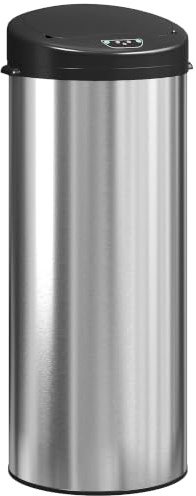 HOMCOM Cubo de Basura Cocina Automático 55 L Sensor Infrarrojo Plateado | Papelera de Cocina, Acero Inoxidable Antihuellas, Cierre Suave, Anillo, Hogar Oficina Dormitorio