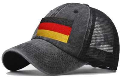 Petite Pine Deutschland Baseballkappe mit gewaschenem Baumwollstoff,Hut mit gesticktem Deutschen Patch,Sonnenmütze,Verstellbare