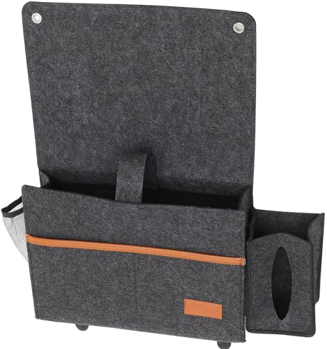 JHKNNK Felt Storage Pouch Bedside Caddy Organizer Hanging Storage Bag for Cups and Magazines with Modern Design Suitable for Room and Sofa Armrest