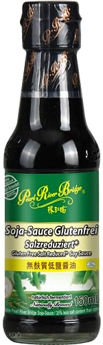 PEARL RIVER BRIDGE - Sojasauce Glutenfrei (Weniger Salz) - (1 X 150 ML) | Naturlich gebraut aus China - salzreduziert, ideal fur Zoliakie und asiatische Kuche