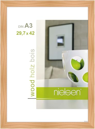 nielsen Bilderrahmen, 29,7 x 42 cm (A3), Holz, Birke, Posterrahmen zum Aufhängen im Hoch- & Querformat, Echtglas, Essential