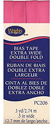 Wrights Double Fold Bias Tape, 1/2 by 3-Yard, Hot Pink