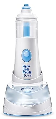 Flaem, Rhino Clear Mobile, Doccia Nasale Portatile e Ricaricabile, Lavaggio Nasale Bambini e Adulti, Trattamento delle Alte Vie Respiratorie per Raffreddori, Sinusite e Allergie, Made in Italy