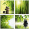 ARTland Wanddeko Glasbilder Wandbild Glas Bild Set 4 teilig je Quadratisch Asien Wellness Zen Spa Steine Bambus Steinpyramide Entspannung S6BJ